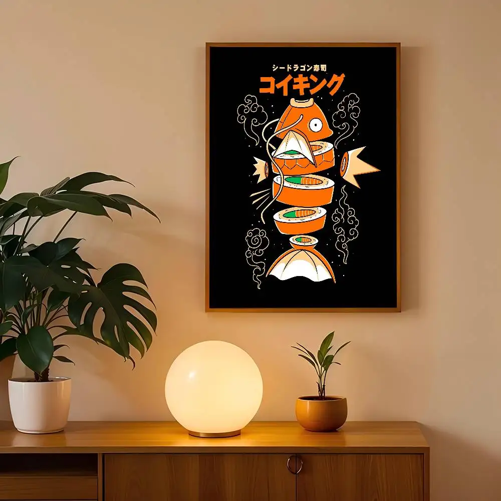 Plakat kreskówkowe sushi Niebieski