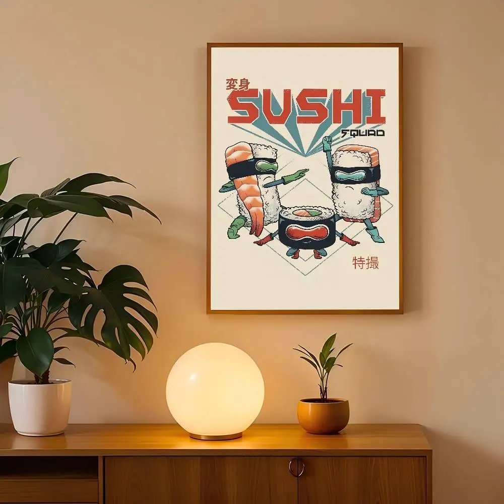 Plakat kreskówkowe sushi Szary