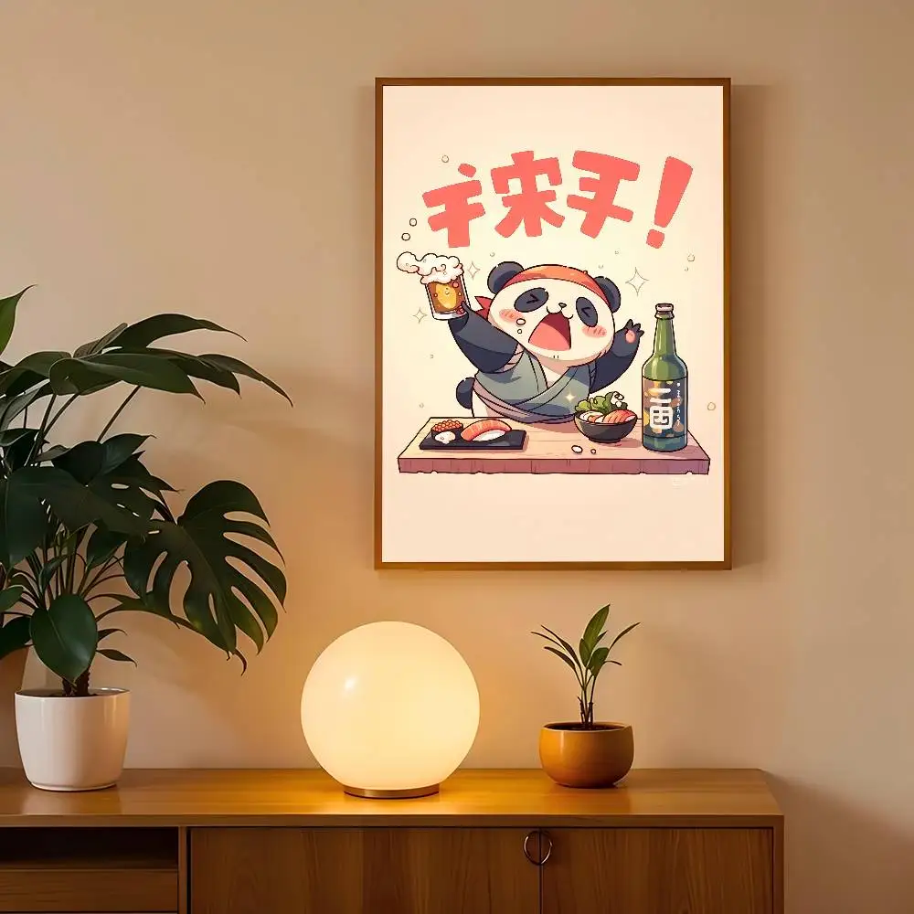 Plakat kreskówkowe sushi Złoto