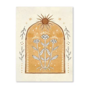 Plakat Księżyc i Słońce boho Biały