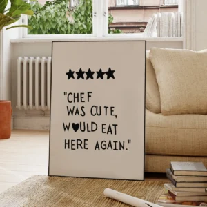Plakat kuchenny z cytatem szefa kuchni żółty