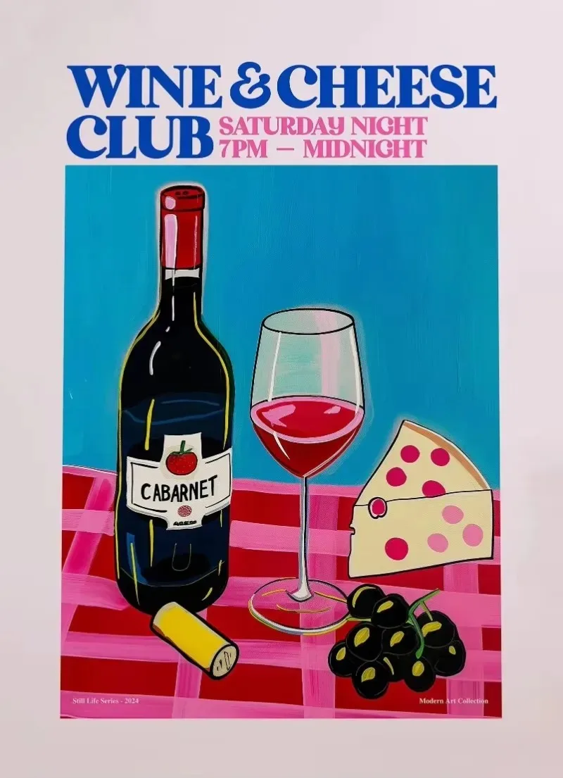 Plakat kuchenny kawa sushi ramen Burgundia