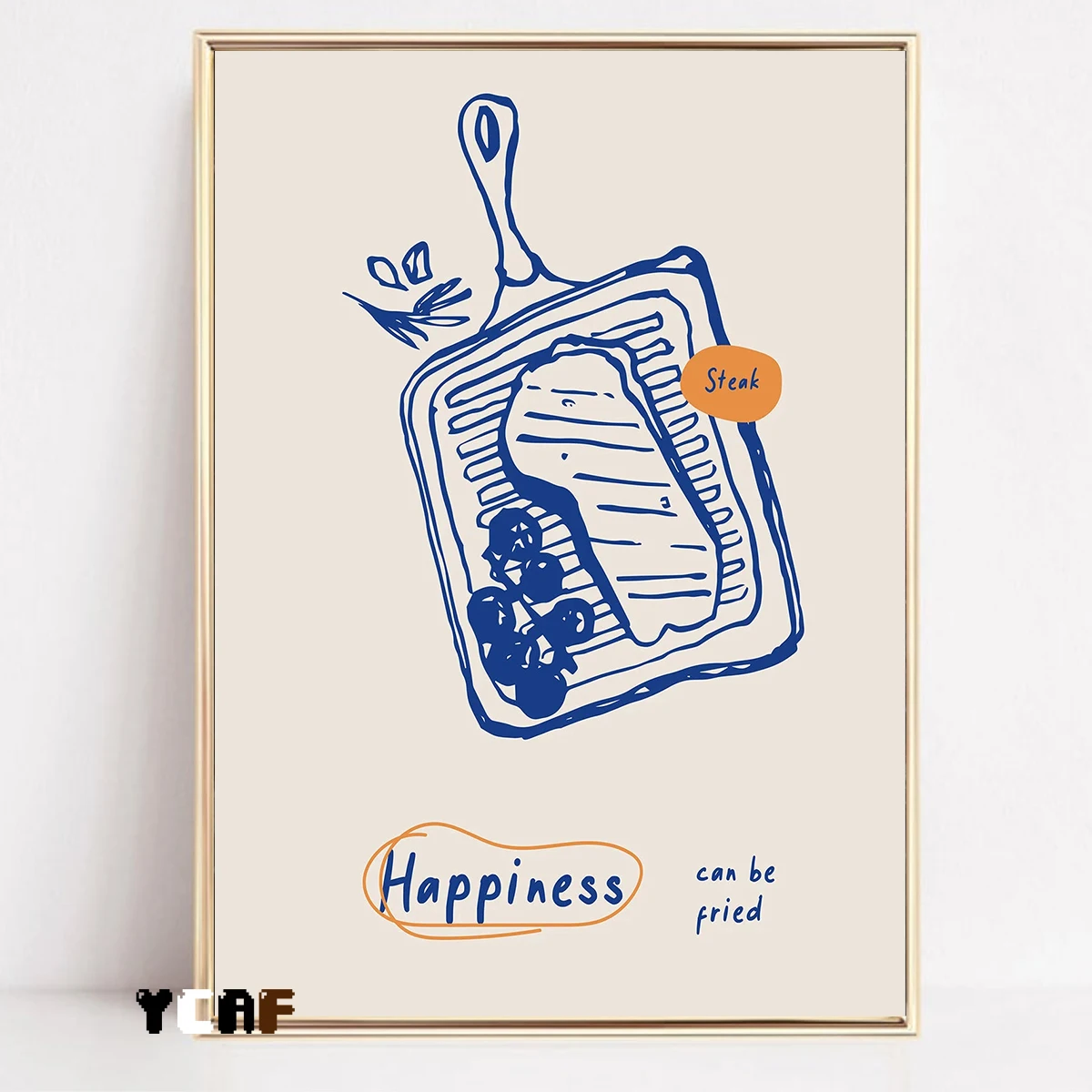 Plakat do kuchni - minimalistyczna linia jedzenia Błękitny