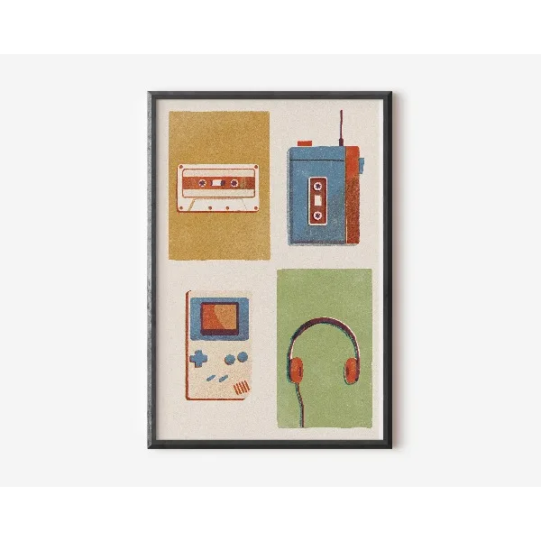 Kultura pop lat 90. - minimalistyczny plakat Biały