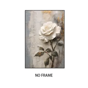 Plakat kwiatowy - bialy kwiat na plotnie Biały