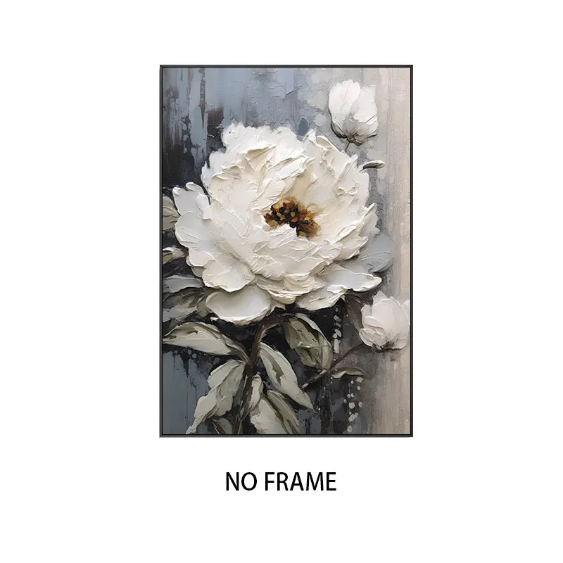Plakat kwiatowy - bialy kwiat na plotnie Burgundia
