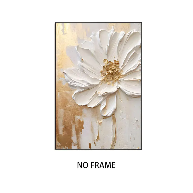 Plakat kwiatowy - bialy kwiat na plotnie Czarny