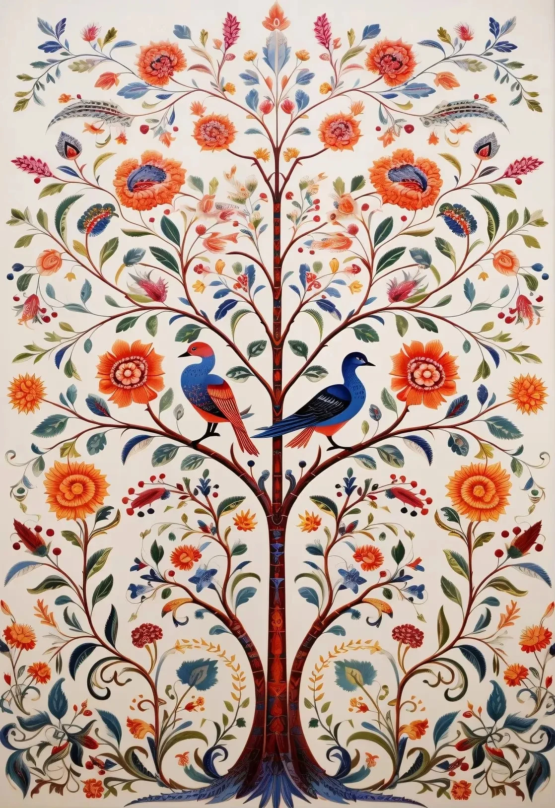 Plakat kwiatowy vintage boho - abstrakcyjna grafika Biały