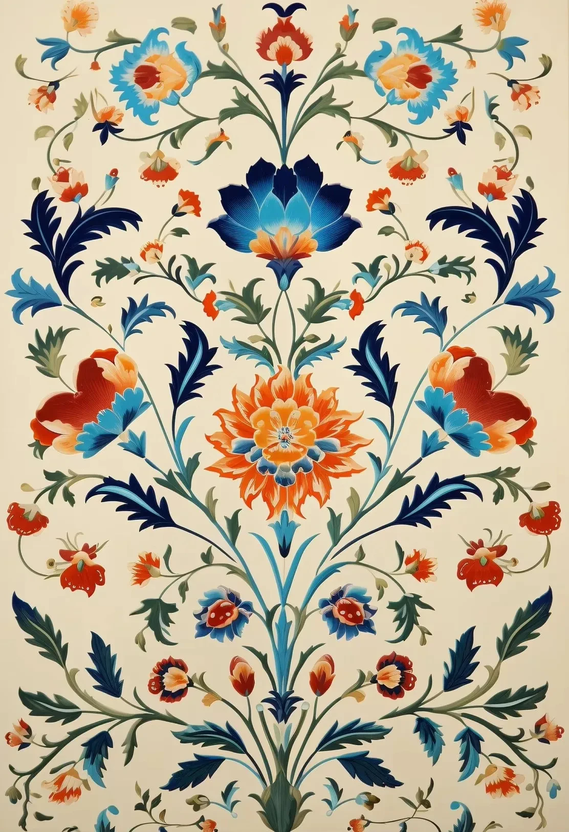 Plakat kwiatowy vintage boho - abstrakcyjna grafika Czerwony