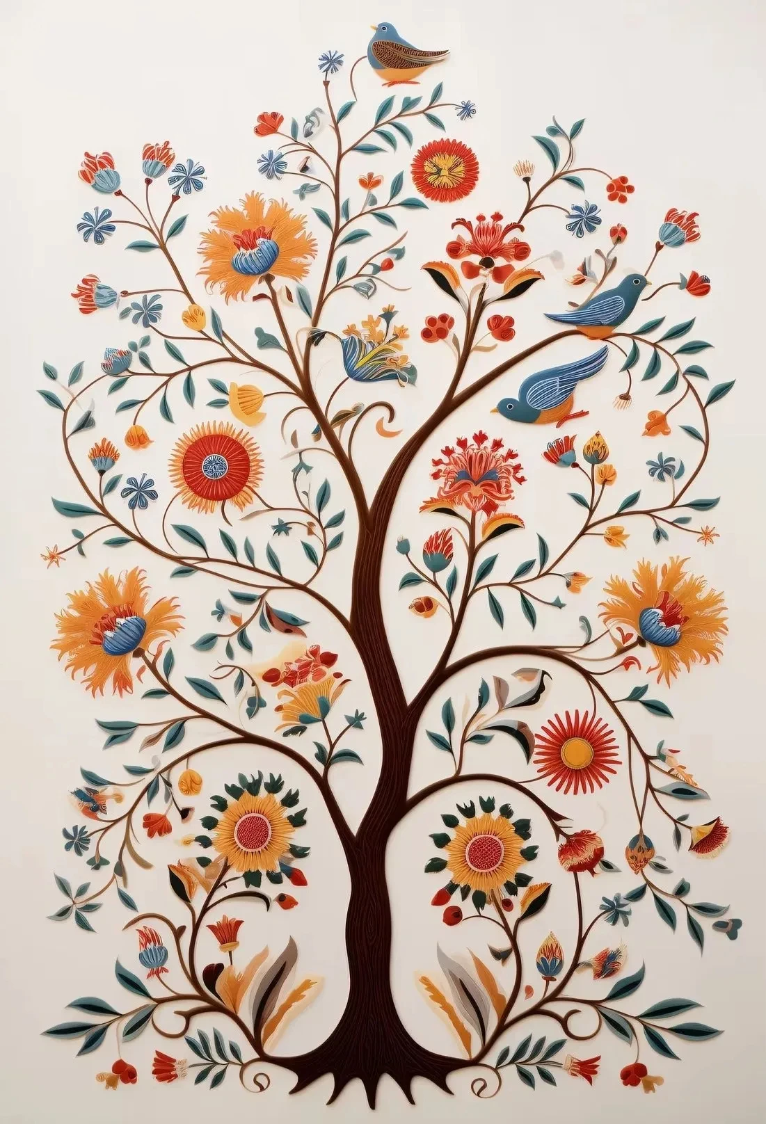 Plakat kwiatowy vintage boho - abstrakcyjna grafika Jasnozielony