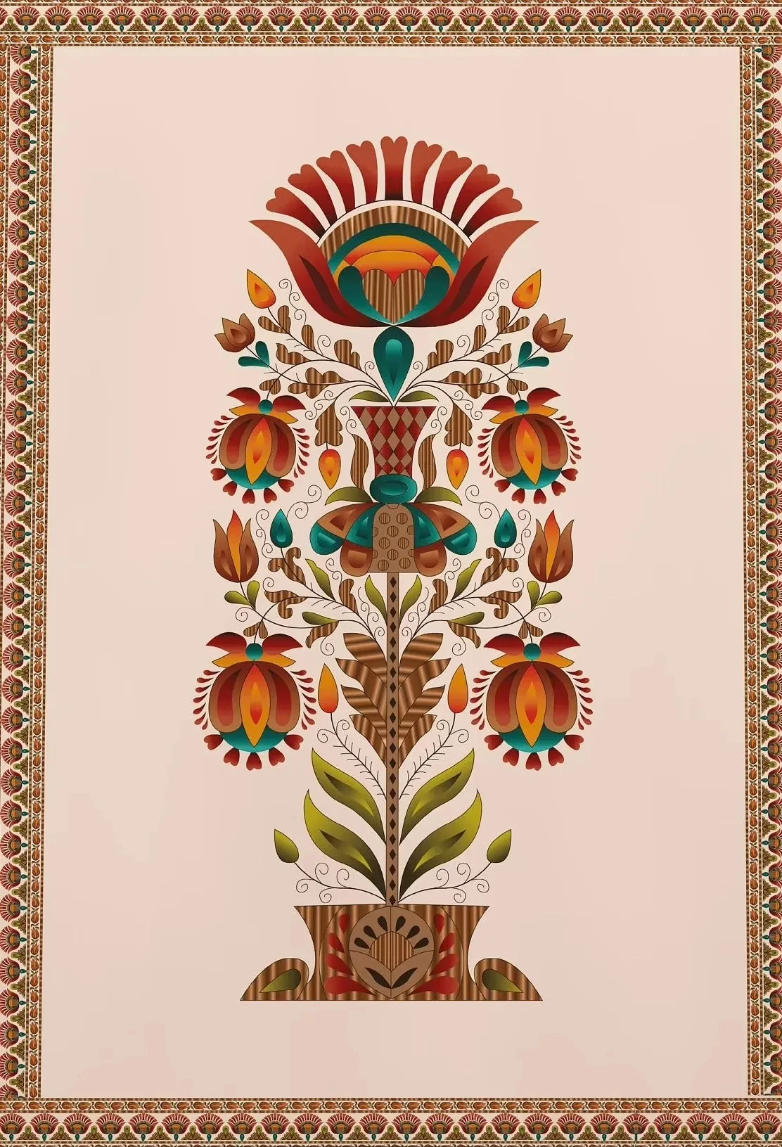 Plakat kwiatowy vintage boho - abstrakcyjna grafika Jasnożółty