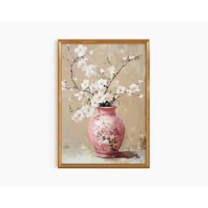 Plakat kwiatowy vintage chinoiserie żółty