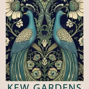 Plakat William Morris Kew Gardens - kwiatowy motyw Biały