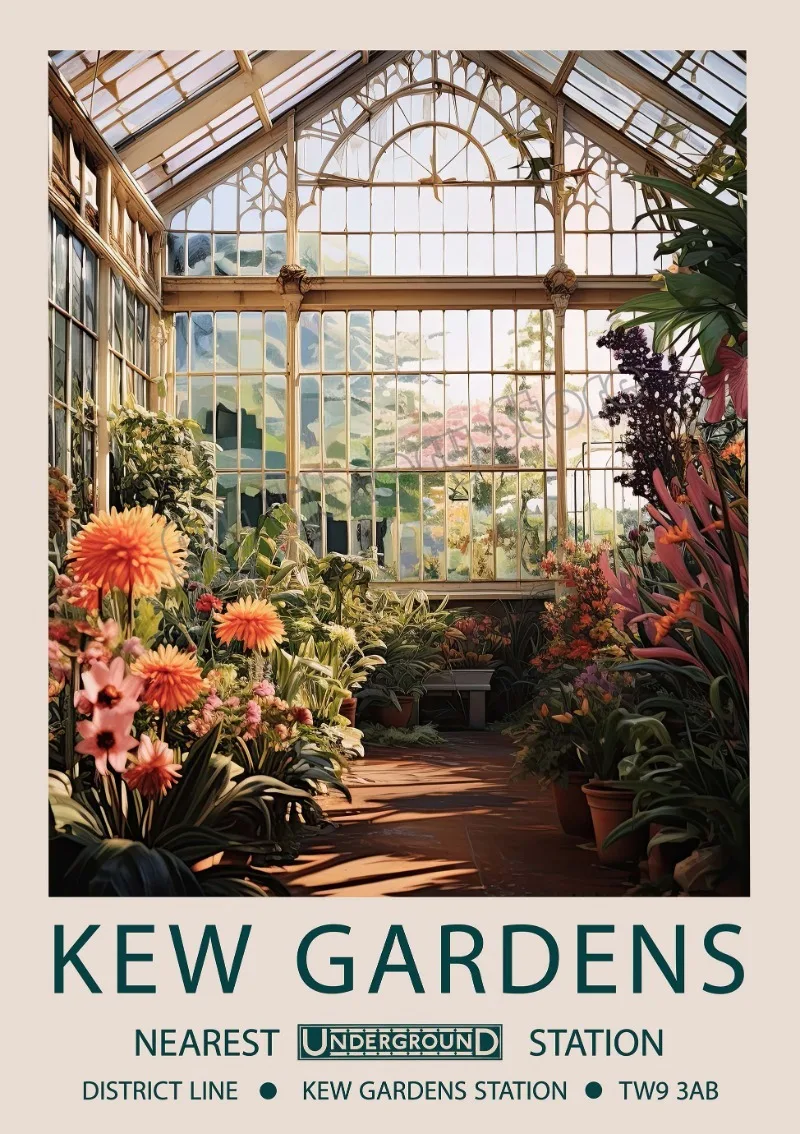 Plakat William Morris Kew Gardens - kwiatowy motyw Burgundia