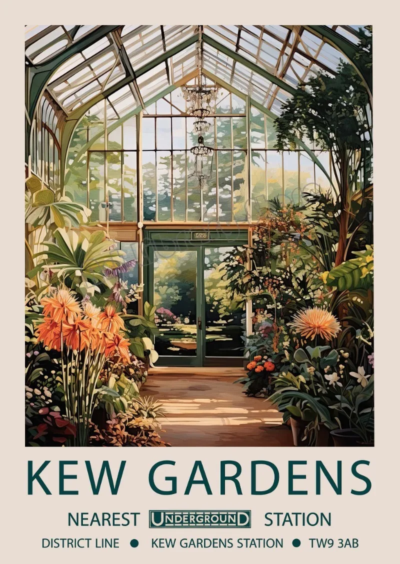 Plakat William Morris Kew Gardens - kwiatowy motyw Czerwony