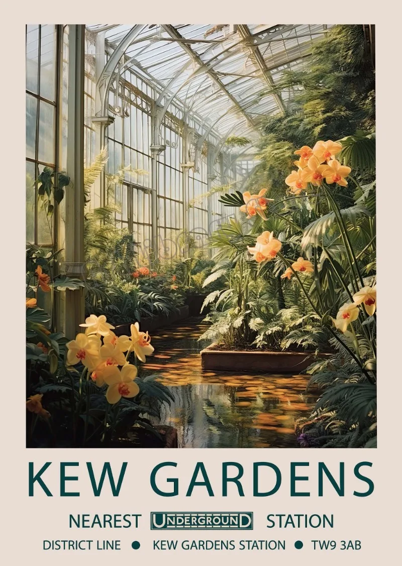Plakat William Morris Kew Gardens - kwiatowy motyw Niebieski