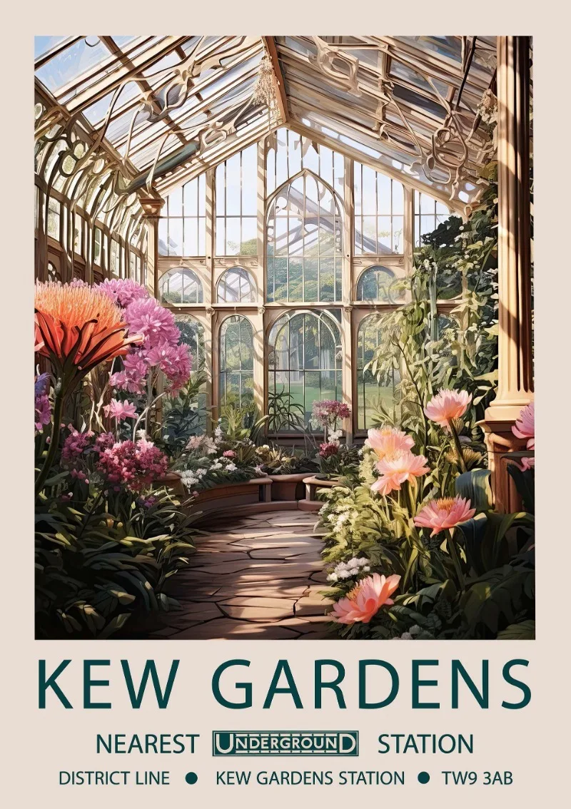 Plakat William Morris Kew Gardens - kwiatowy motyw Zielony