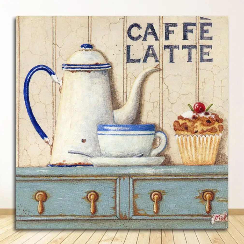 Kwiat i latte - akwarelowy plakat do kuchni Burgundia
