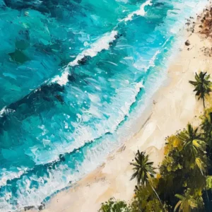 Plakat z latarnią morską i falami oceanu Czerwony