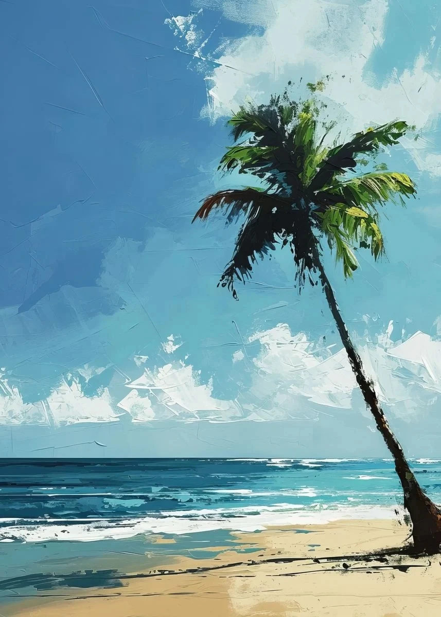 Plakat z latarnią morską i falami oceanu żółty