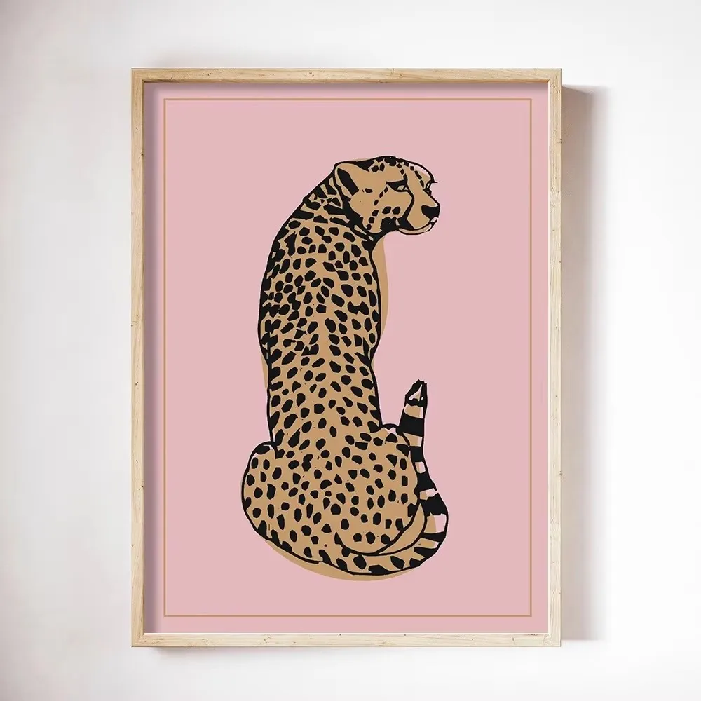Plakat leopard afrykańskie safari retro Fioletowy