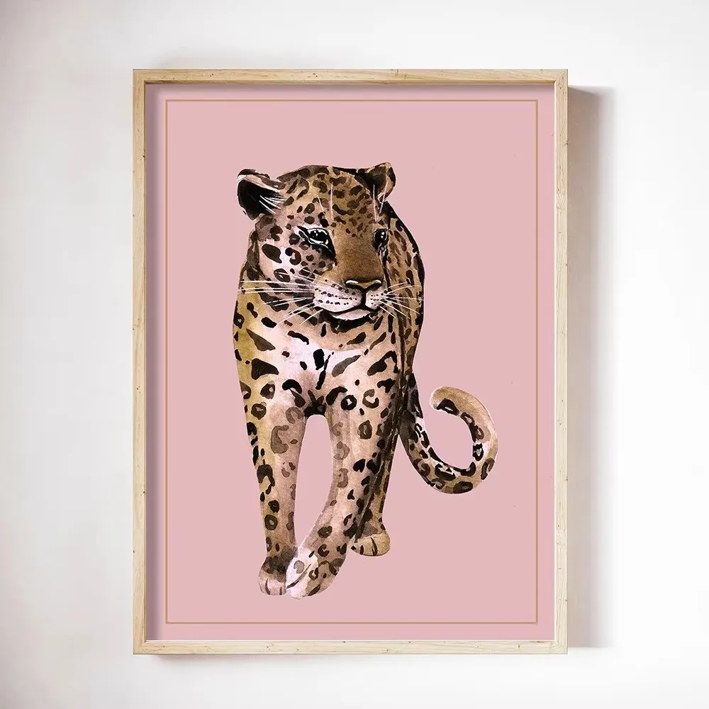 Plakat leopard afrykańskie safari retro Granatowy