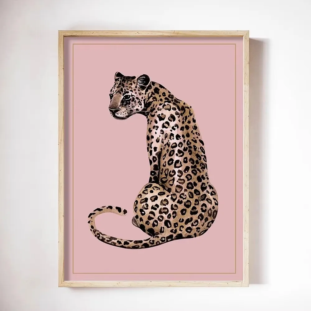 Plakat leopard afrykańskie safari retro żółty