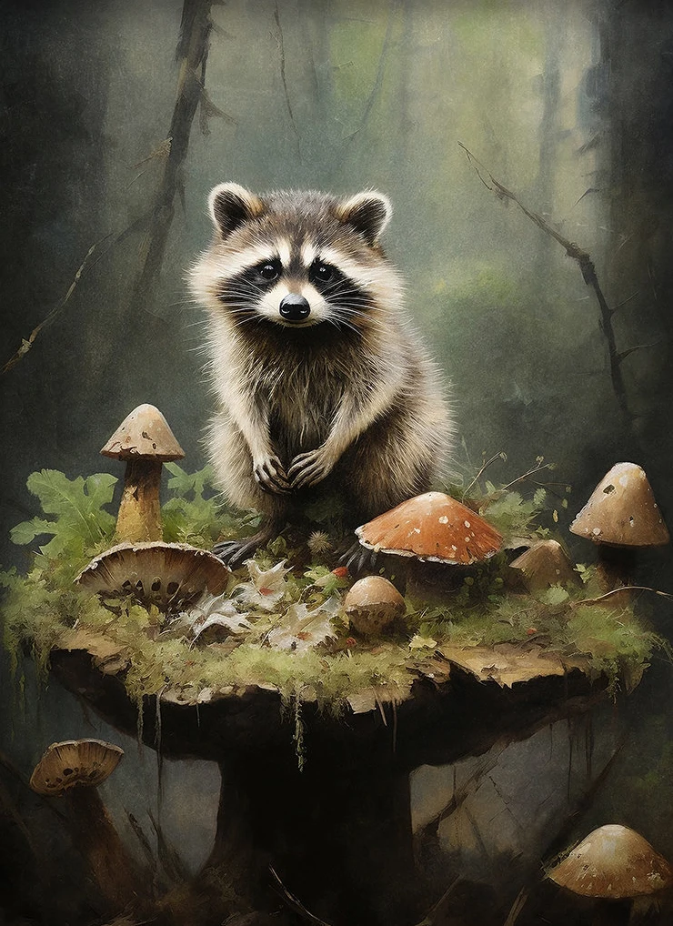 Plakat leśne zwierzęta - rustykalny las Jasnoszary
