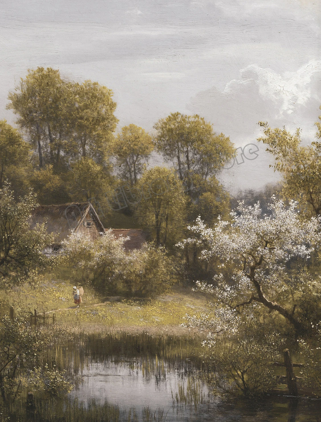 Leśny krajobraz – plakat vintage w stylu farmhouse Biały