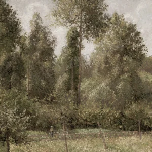 Leśny krajobraz – plakat vintage w stylu farmhouse Czerwony