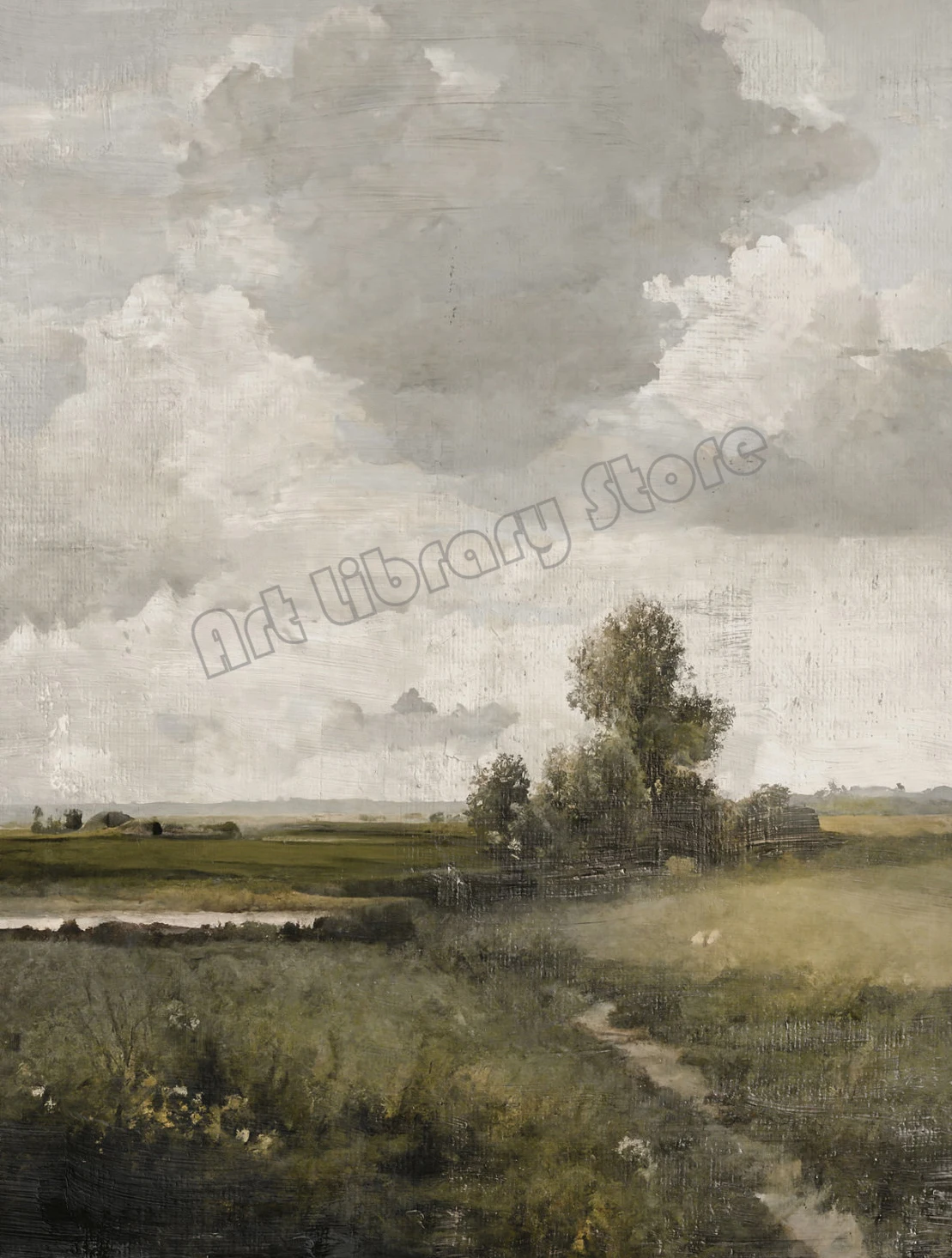 Leśny krajobraz – plakat vintage w stylu farmhouse żółty