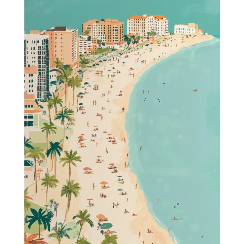 Letnia plaża - plakat z pejzażem Beżowy