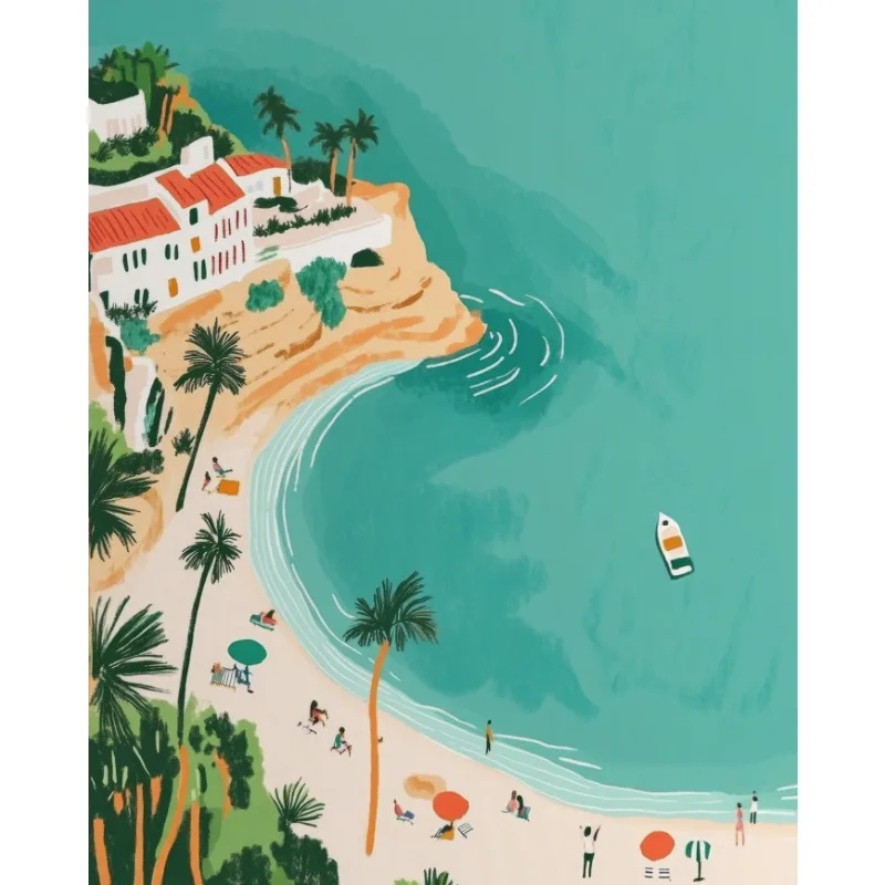 Letnia plaża - plakat z pejzażem Jasnozielony