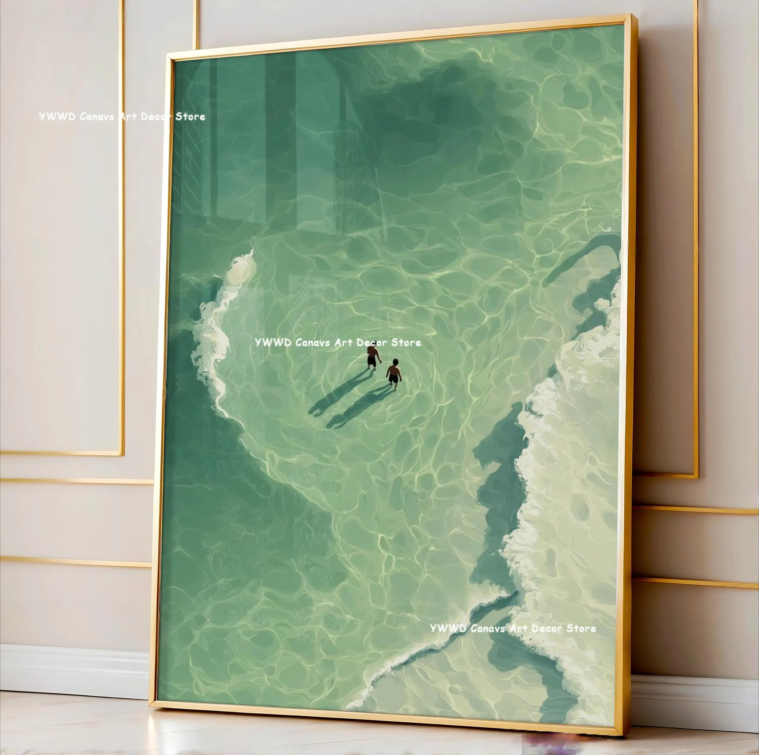 Plakat abstrakcyjny - letnie wybrzeże z rozgwiazdą Jasnożółty
