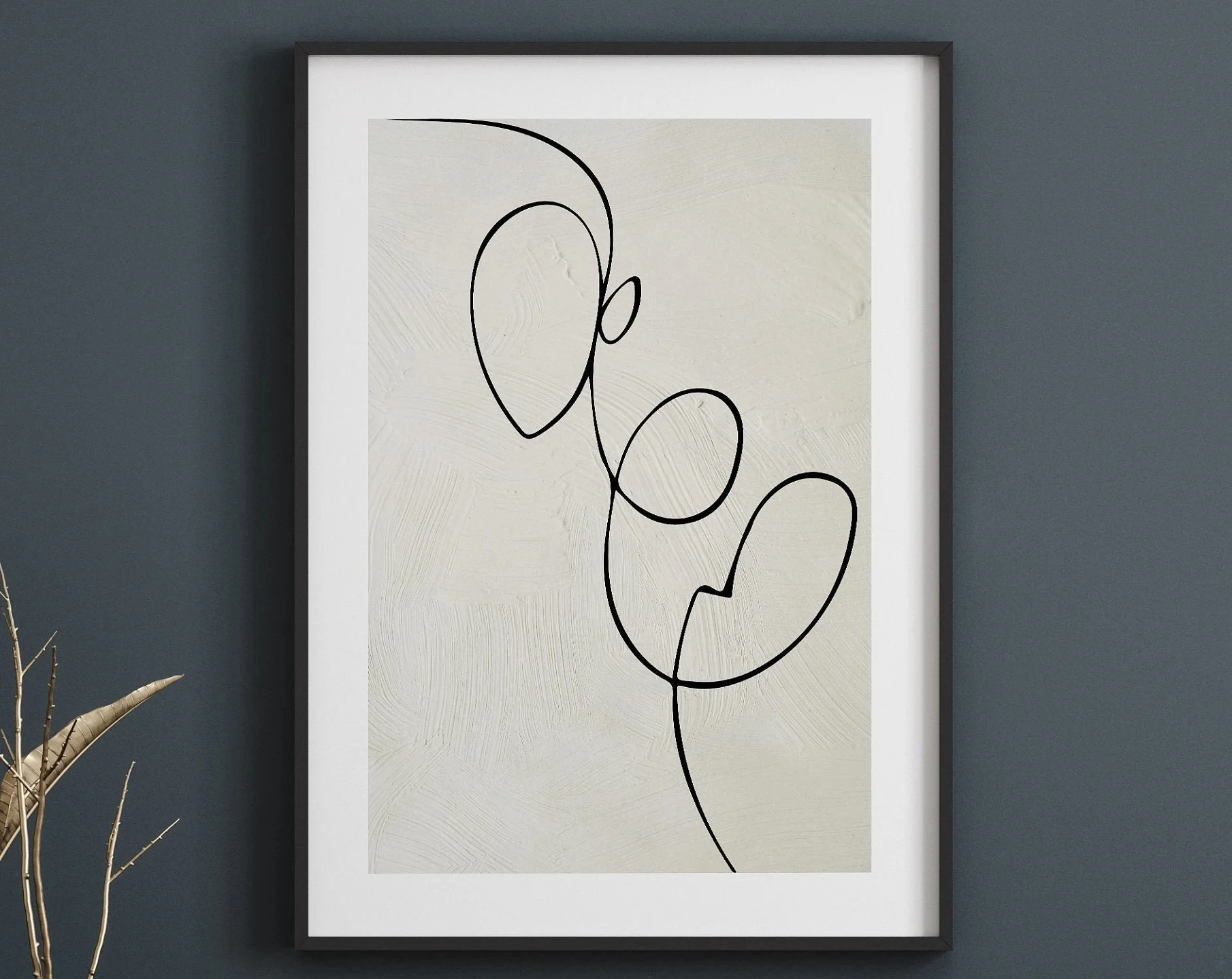 Plakat line art - abstrakcyjny rysunek kobiety Biały