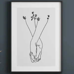 Plakat line art - abstrakcyjny rysunek kobiety Czerwony