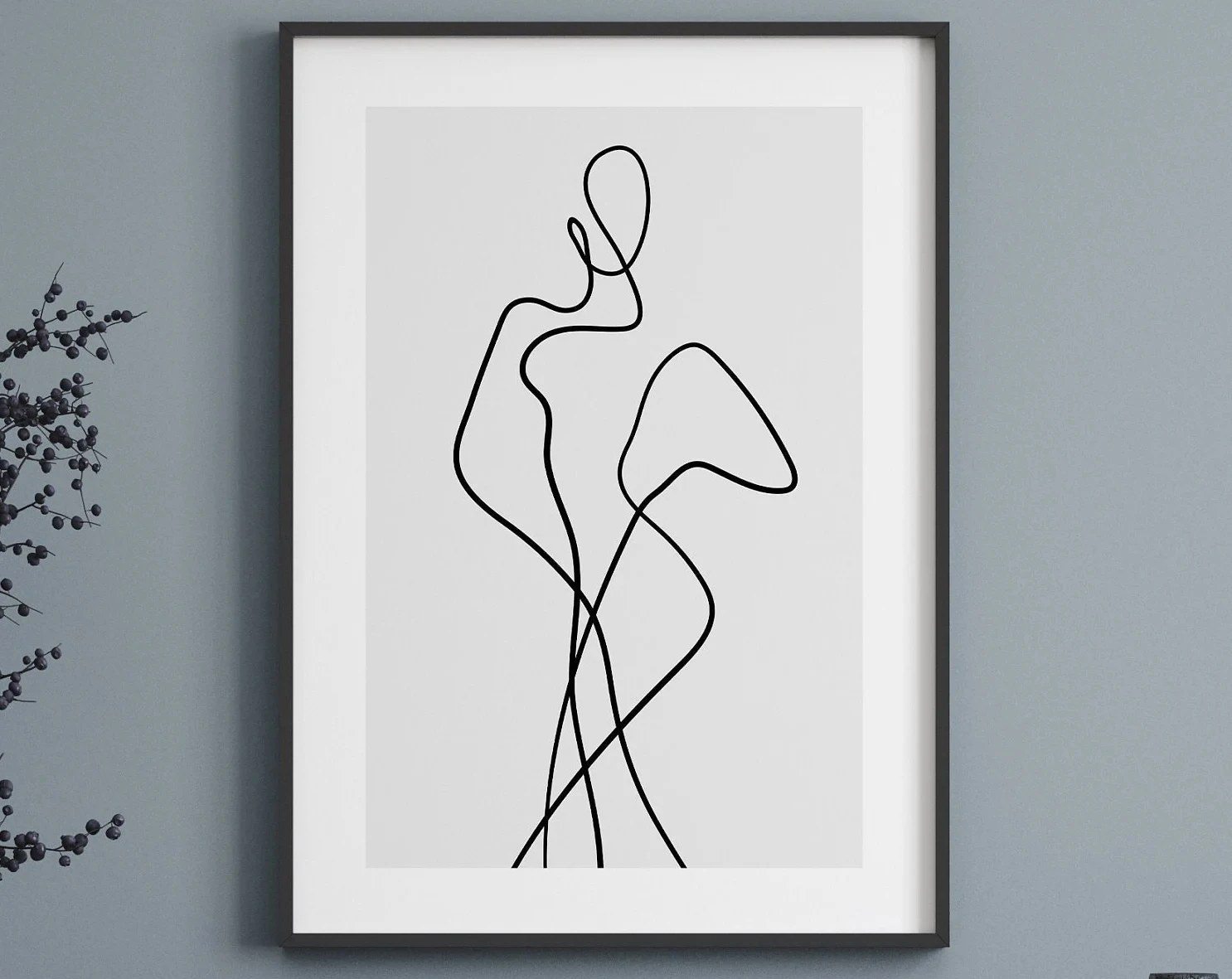 Plakat line art - abstrakcyjny rysunek kobiety Fioletowy