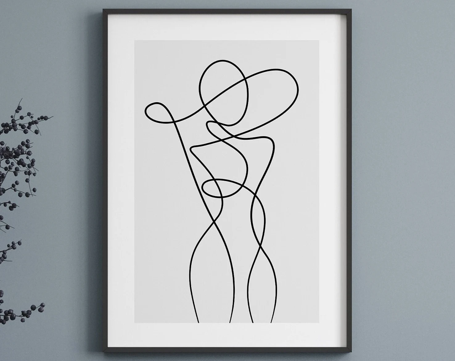 Plakat line art - abstrakcyjny rysunek kobiety Zielony