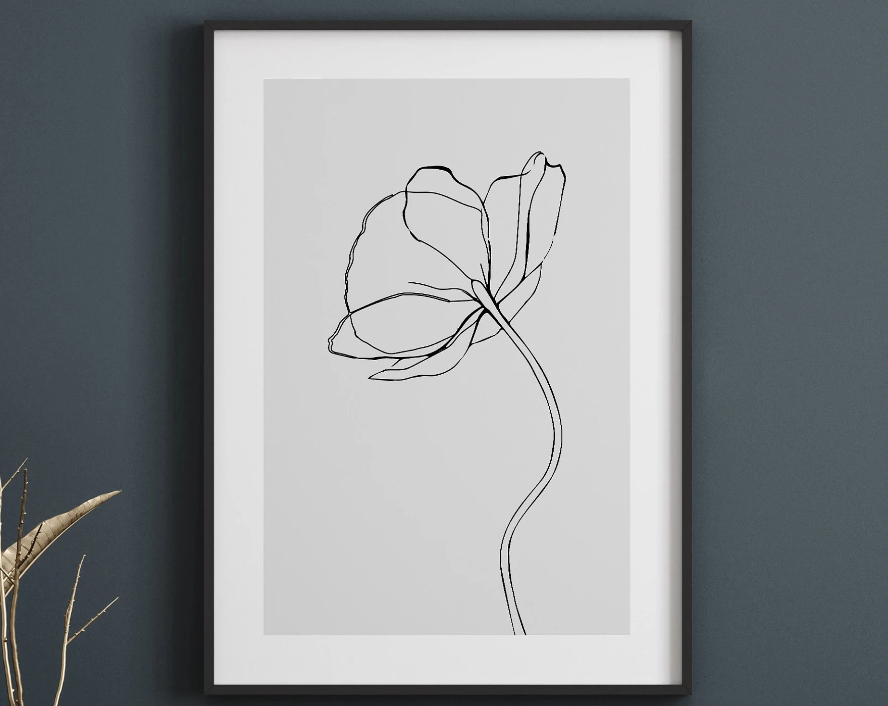 Plakat line art - abstrakcyjny rysunek kobiety żółty