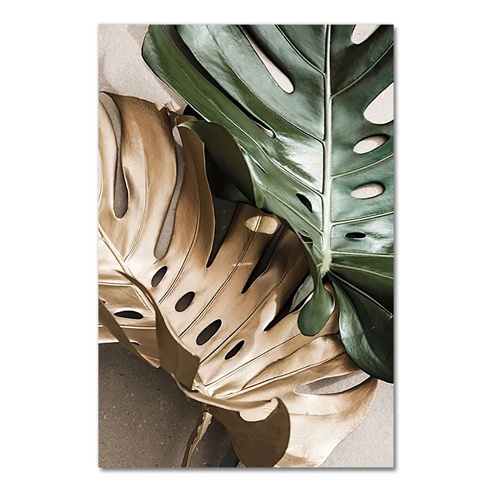 Plakat liście monstery w stylu botanicznym Burgundia