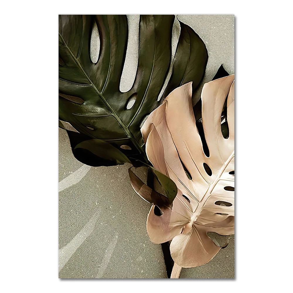 Plakat liście monstery w stylu botanicznym żółty