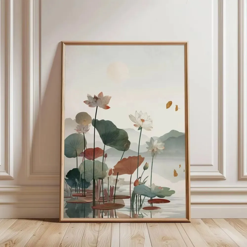 Plakat lotos - japoński minimalizm zen Fioletowy