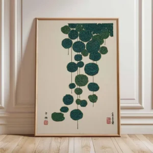 Plakat lotos - japoński minimalizm zen Zielony