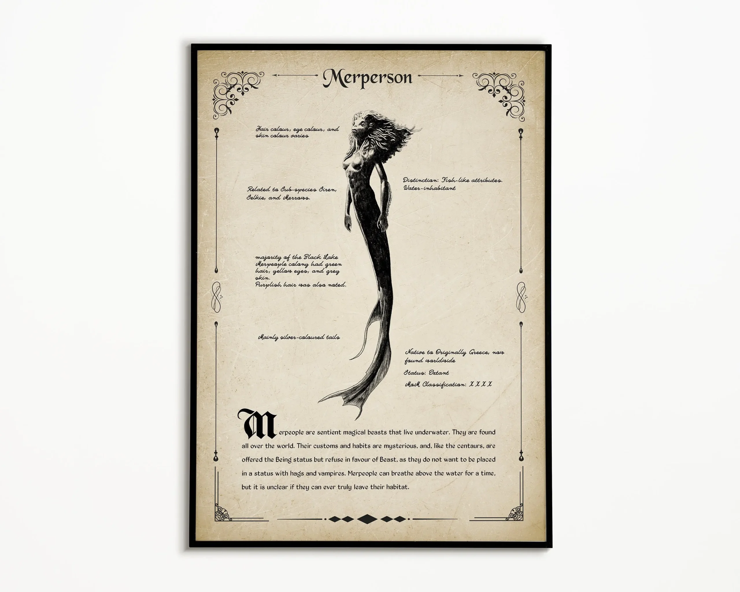 Plakat magiczne stworzenie w stylu antycznym Burgundia