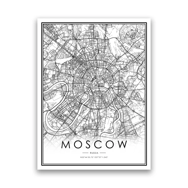 Plakat mapa miasta w stylu artystycznym Jasny
