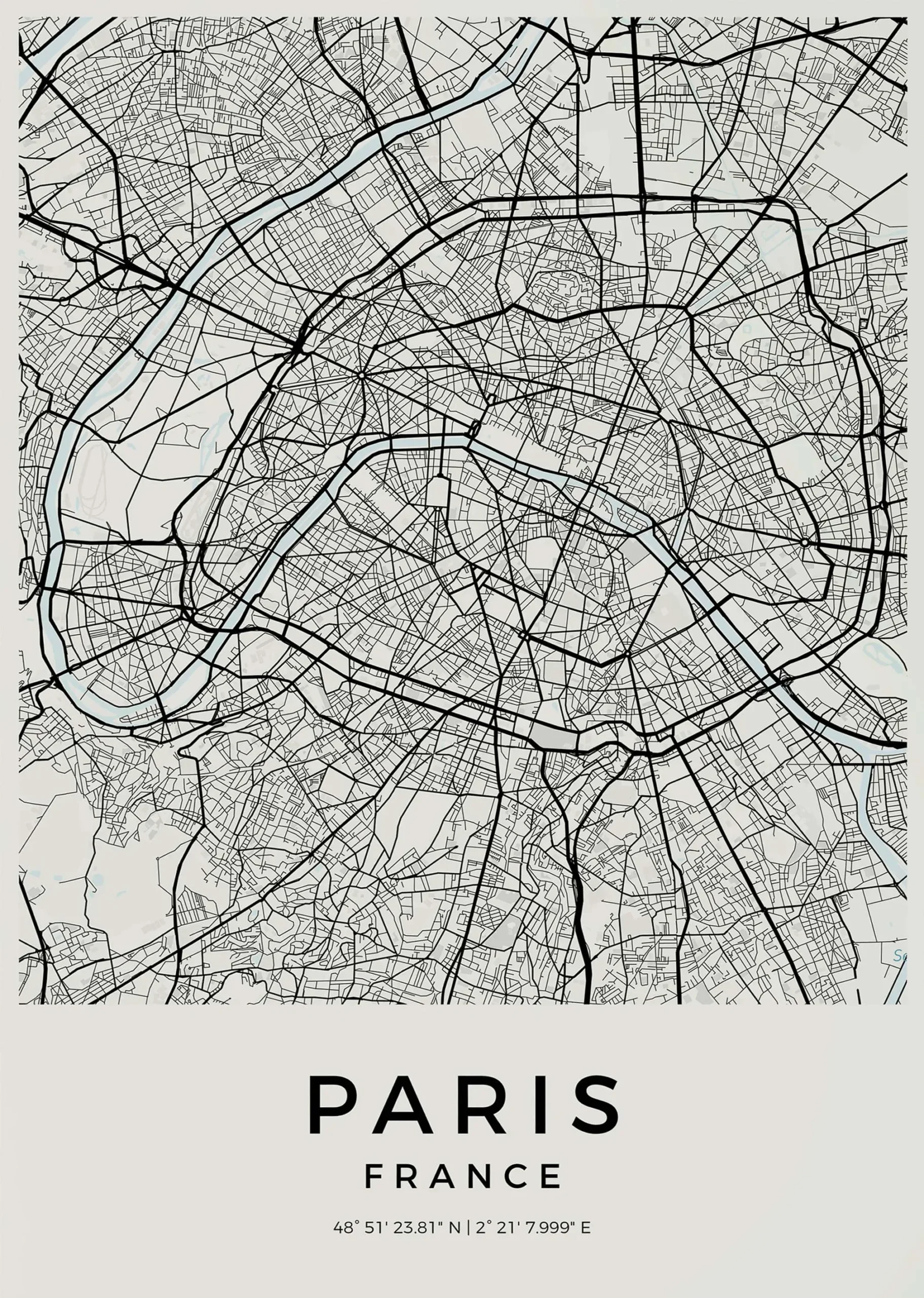 Plakat mapa miasta w geometrycznej linii Biały