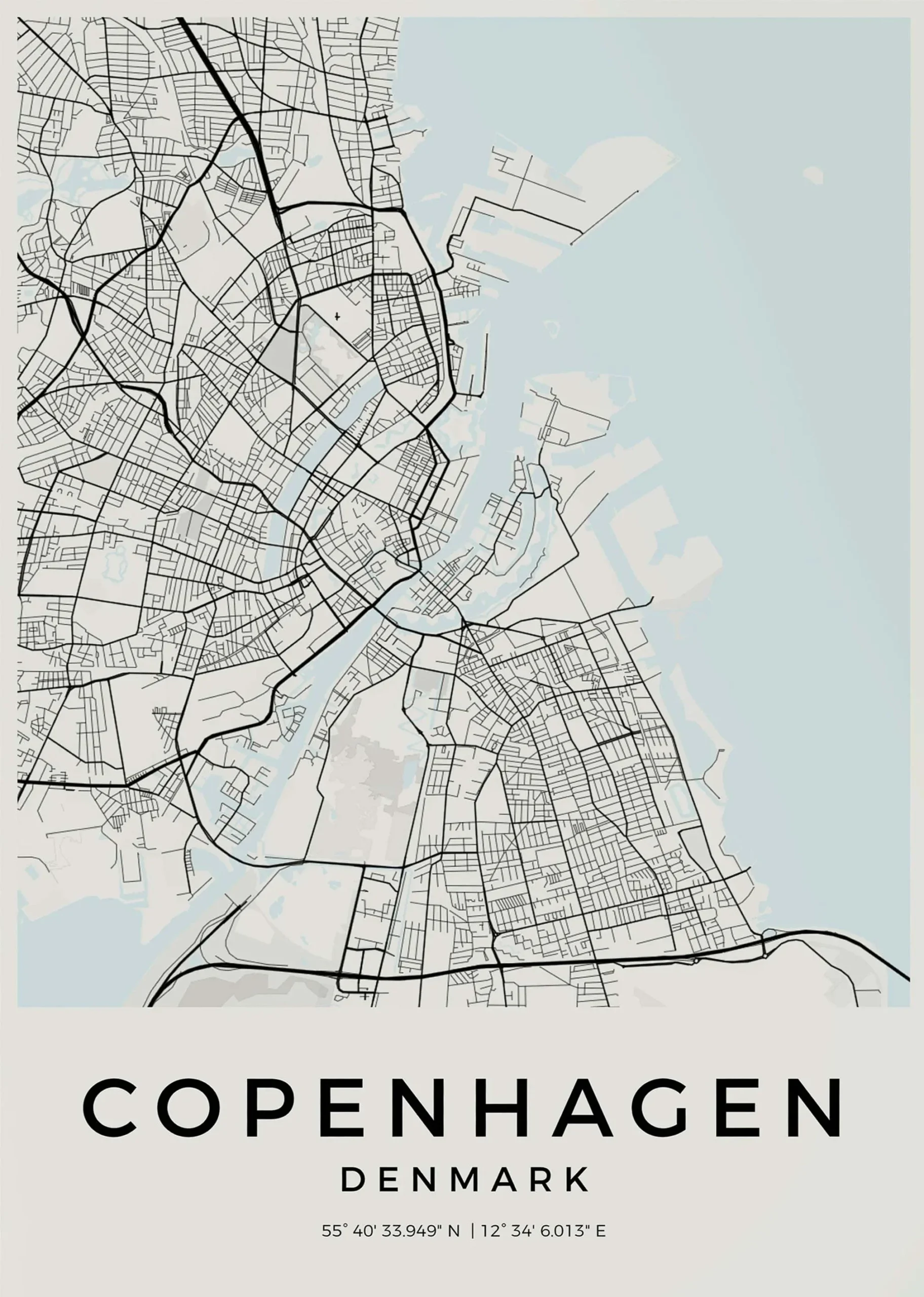 Plakat mapa miasta w geometrycznej linii Granatowy