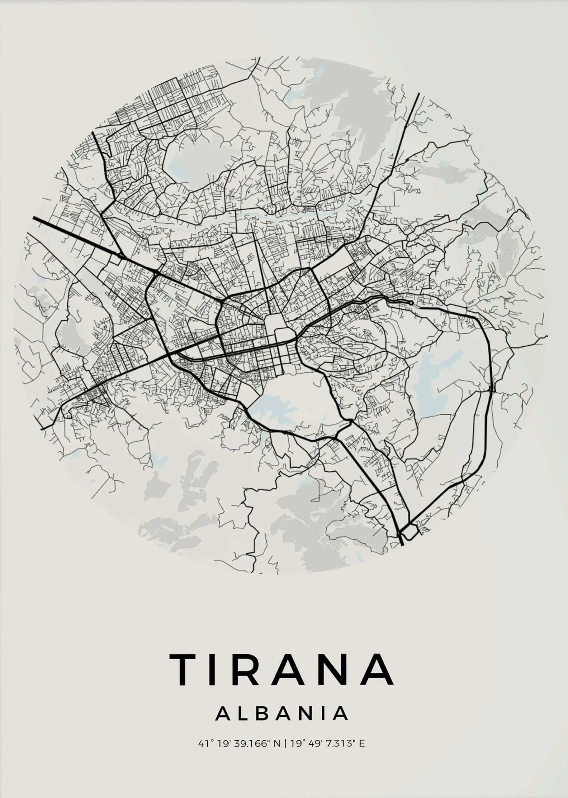 Plakat mapa miasta w geometrycznej linii Jasnożółty