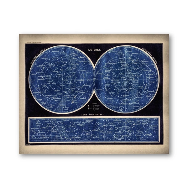 Plakat mapa nieba konstelacje vintage Biały