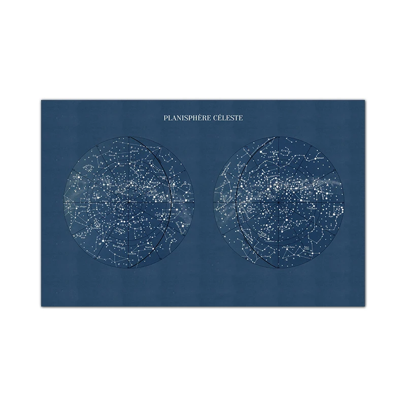 Plakat mapa nieba konstelacje vintage Niebieski